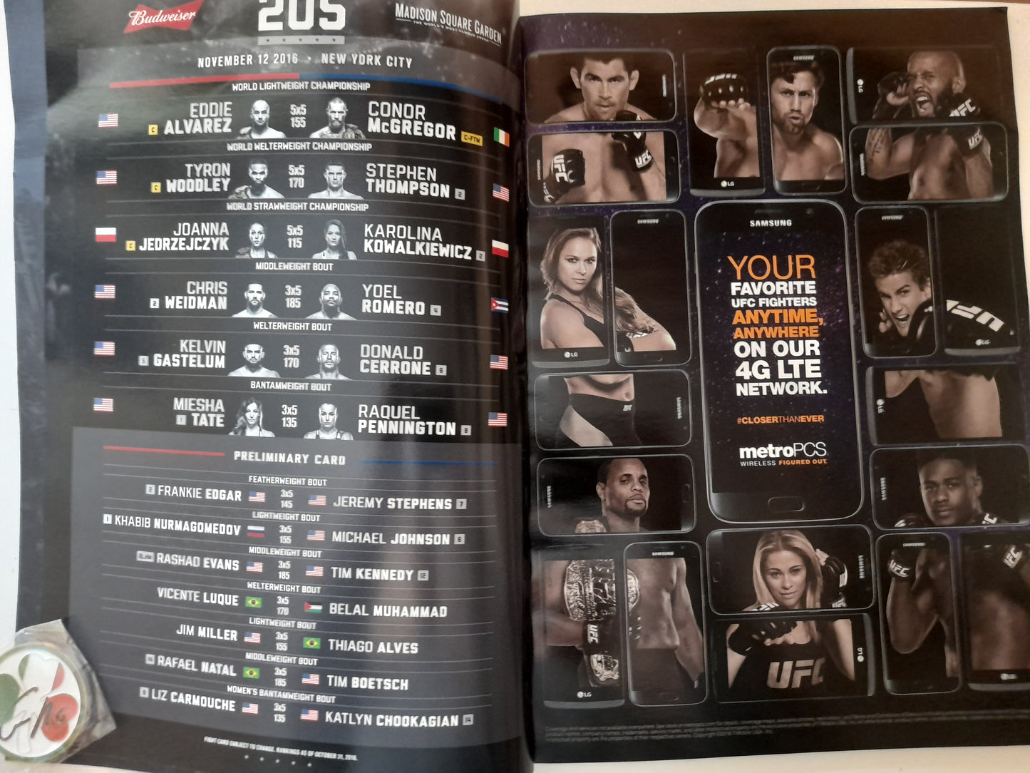 UFC 205 - McGregor Vs Alvarez (2016) - Official Event Program