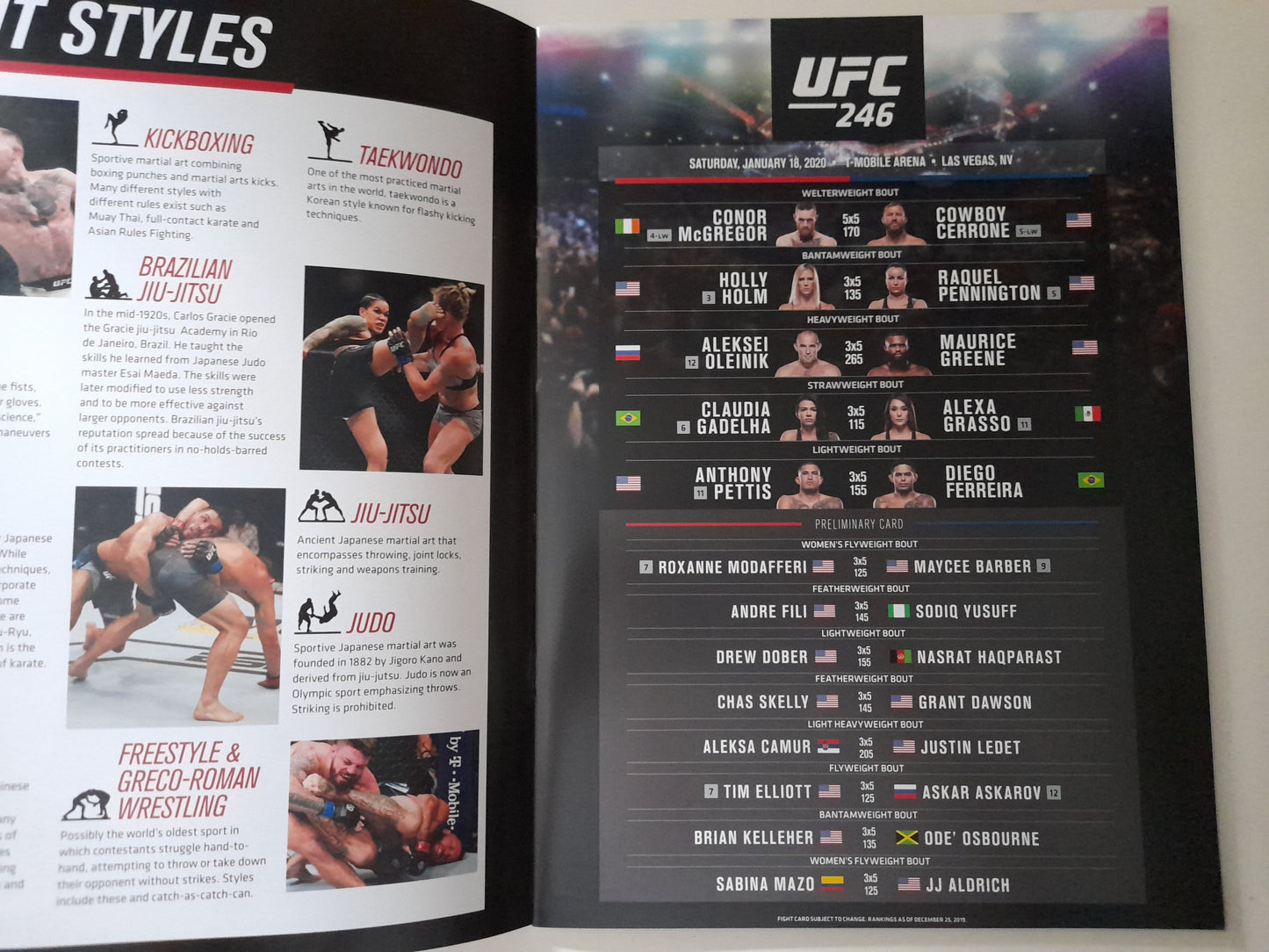 UFC 246 - McGregor Vs Cerrone (2020) - Official Event Program