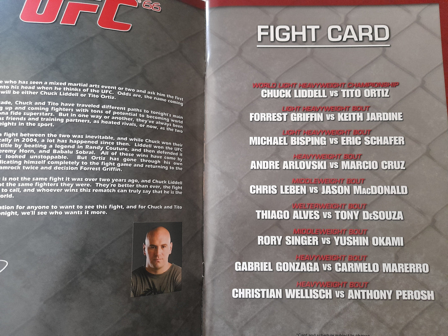 UFC 66 - Chuck Liddell Vs Tito Ortiz 2 (2006) - Official Event Program