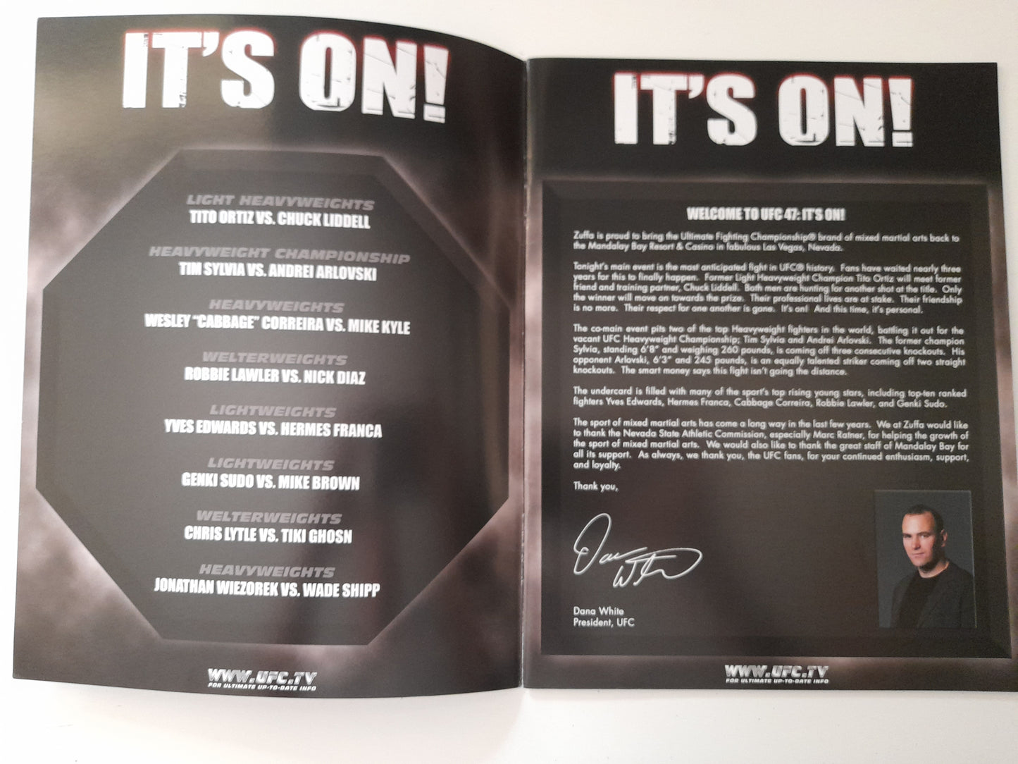 UFC 47 - It's On! - Chuck Liddell Vs Tito Ortiz 1 (2004) - Official Event Program