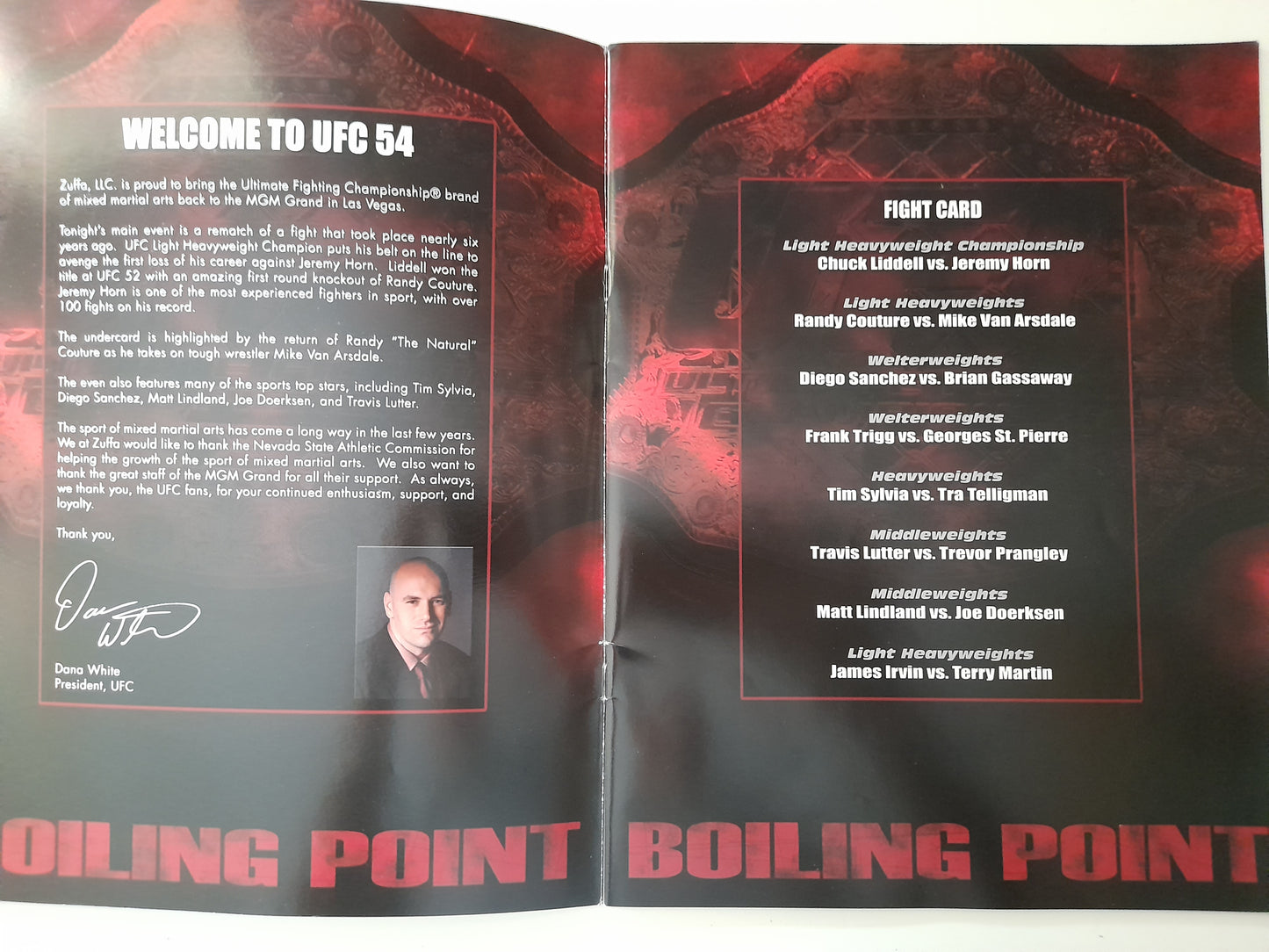 UFC 54 - Boiling Point - Liddell Vs Horn (2005) - Official Event Program