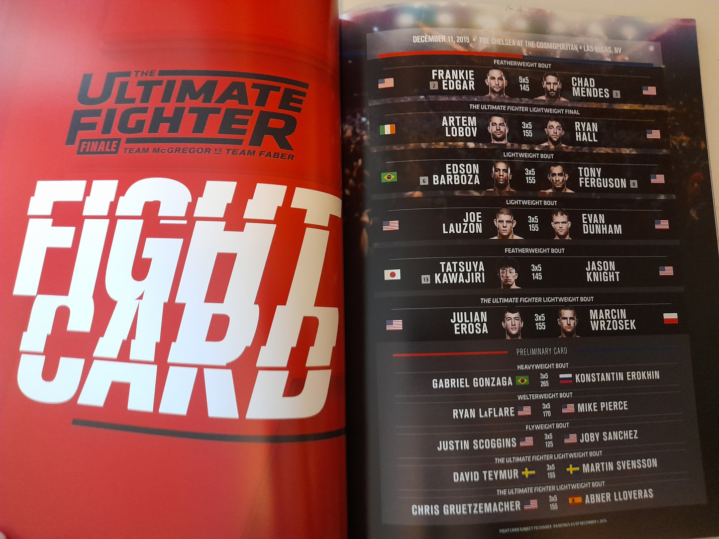 UFC 194 McGregor Vs Aldo / FightNight80 / TUF Finale (2015) - Official 3x Event Program [SALE]