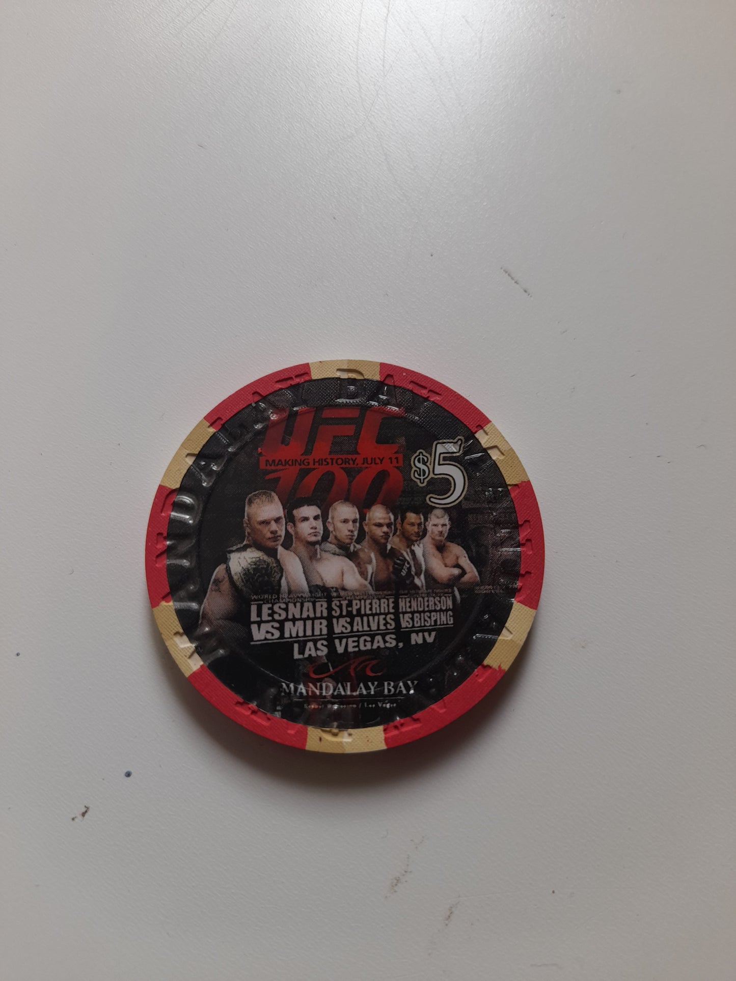 UFC 100 $5 Poker Chip Mandalay Bay Casino Las Vegas 2008