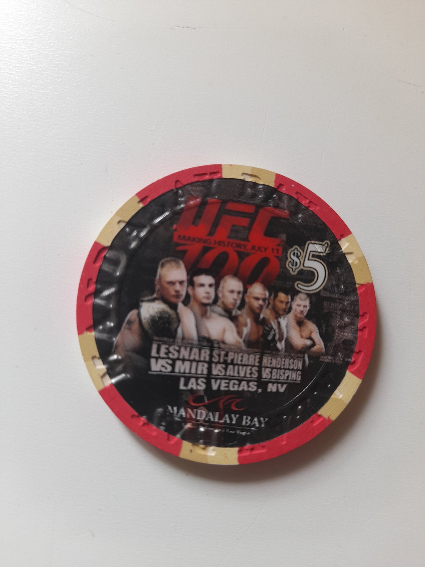 UFC 100 $5 Poker Chip Mandalay Bay Casino Las Vegas 2008