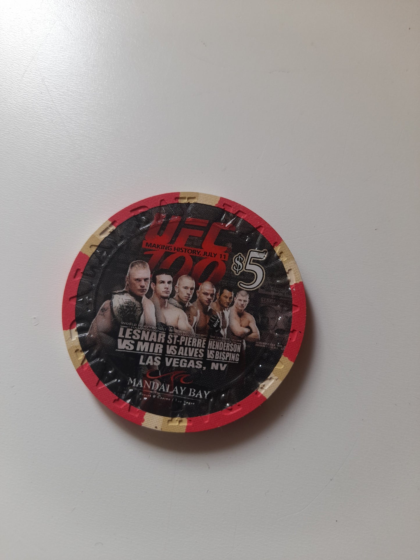 UFC 100 $5 Poker Chip Mandalay Bay Casino Las Vegas 2008