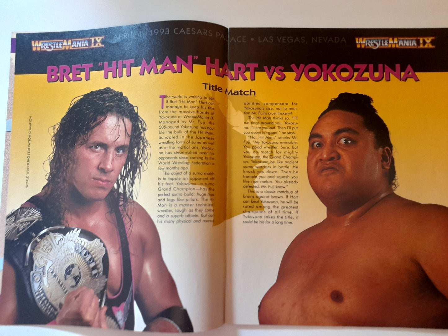 WWF Wrestlemania IX - Bret Hart Vs Yokozuna - Official Event Program