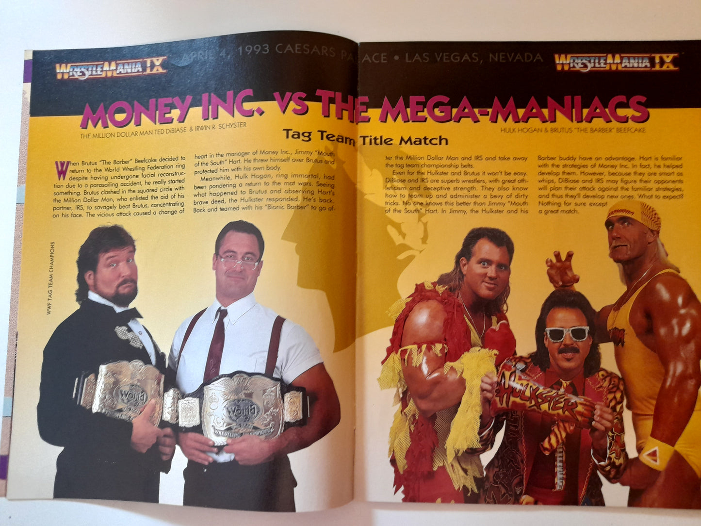 WWF Wrestlemania IX - Bret Hart Vs Yokozuna - Official Event Program