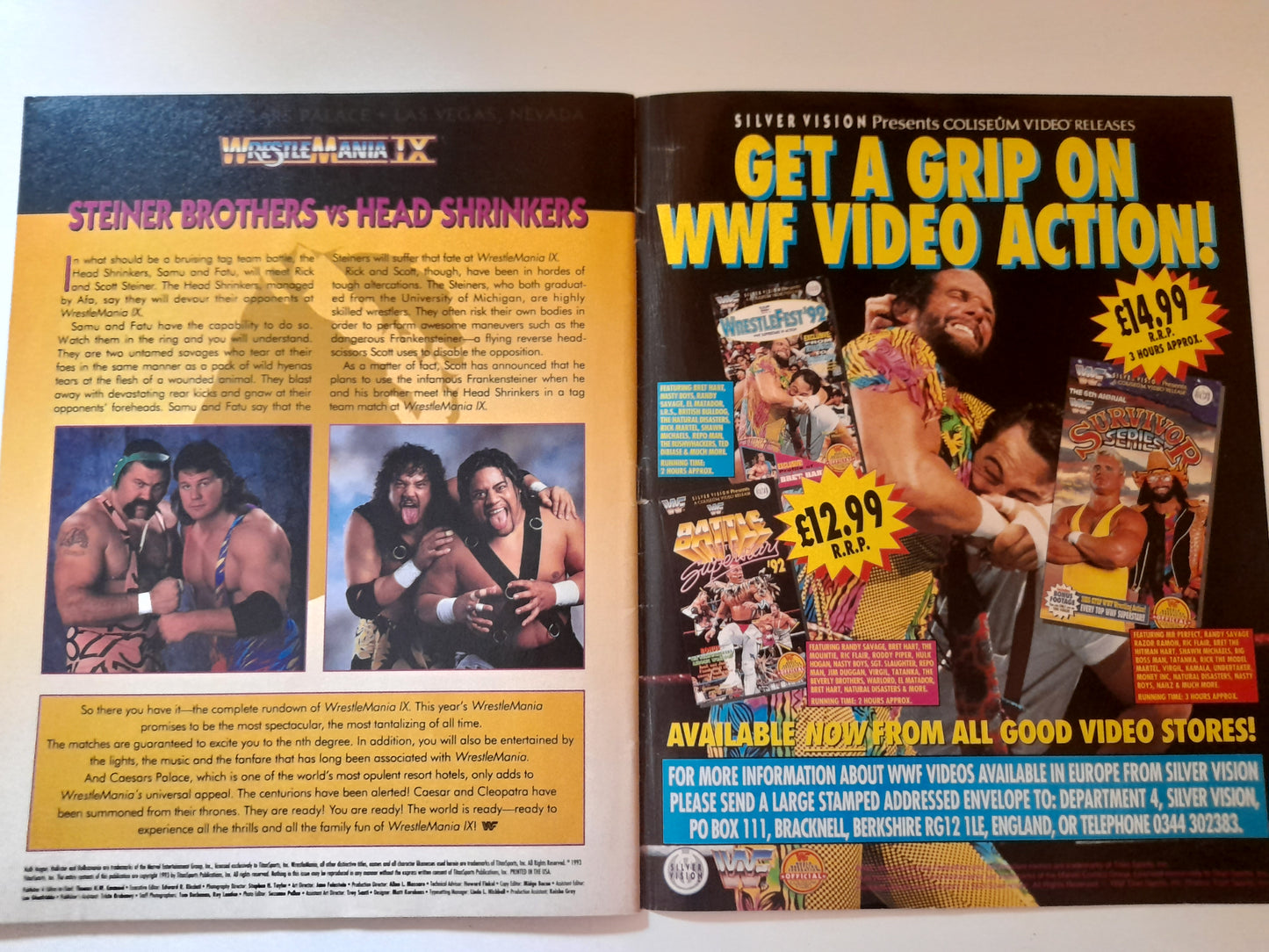 WWF Wrestlemania IX - Bret Hart Vs Yokozuna - Official Event Program