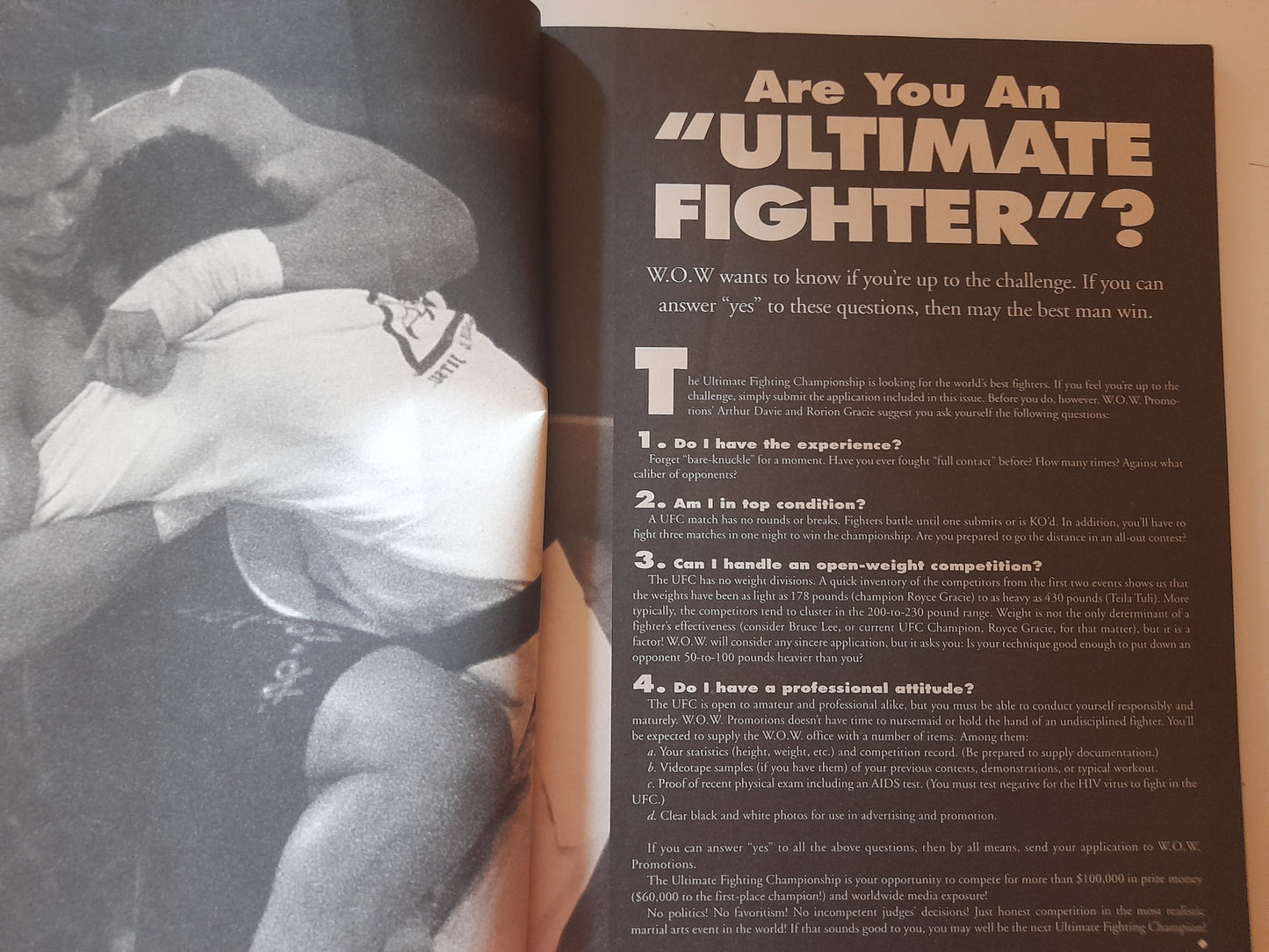 Vintage UFC The Ultimate Fighting Championship Martial Arts Magazine 1994