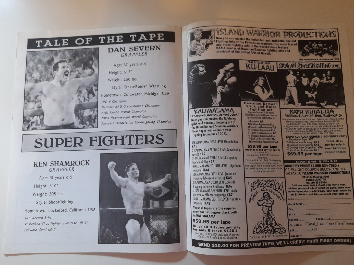 DEAL OF THE MONTH -- Now £349.99 !! - UFC 6 Official Event Program - Dan Severn vs Ken Shamrock (1995) - [Free Worldwide Shipping]