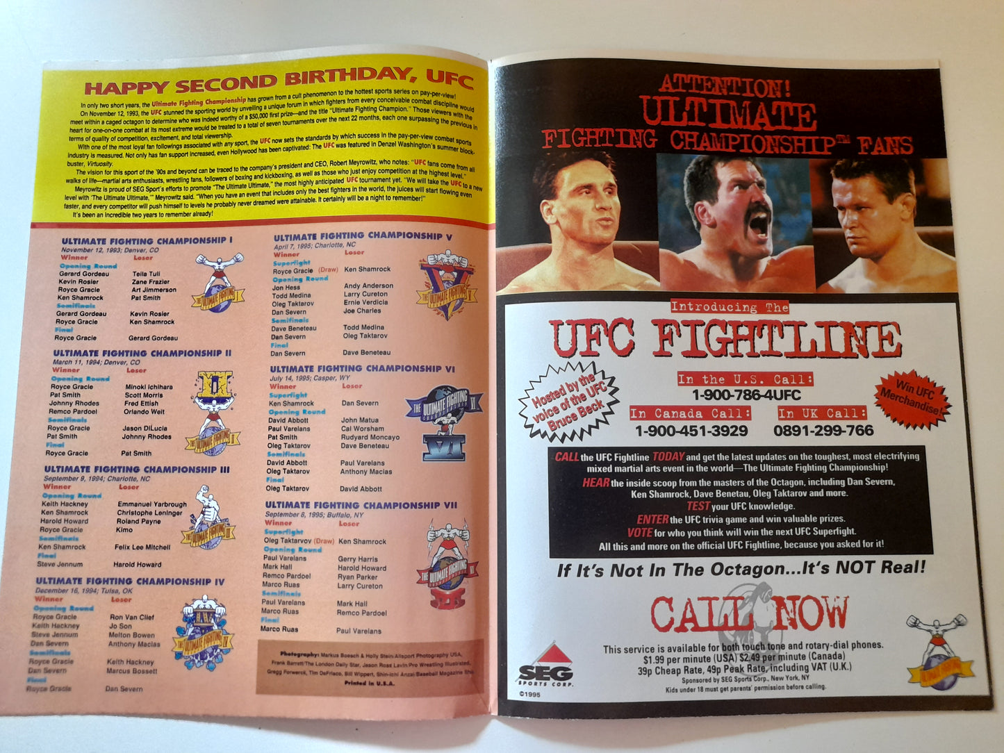 UFC 7.5 Ultimate Ultimate 1995 Official Souvenir Poster Program (1995)