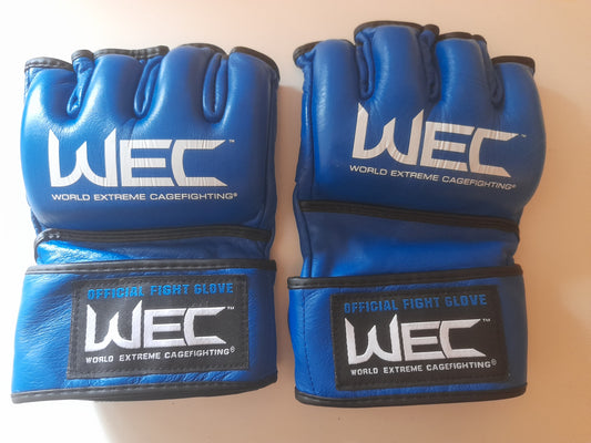 WEC World Extreme Cagefighting Official MMA Fight Gloves - Blue - Size S - Century