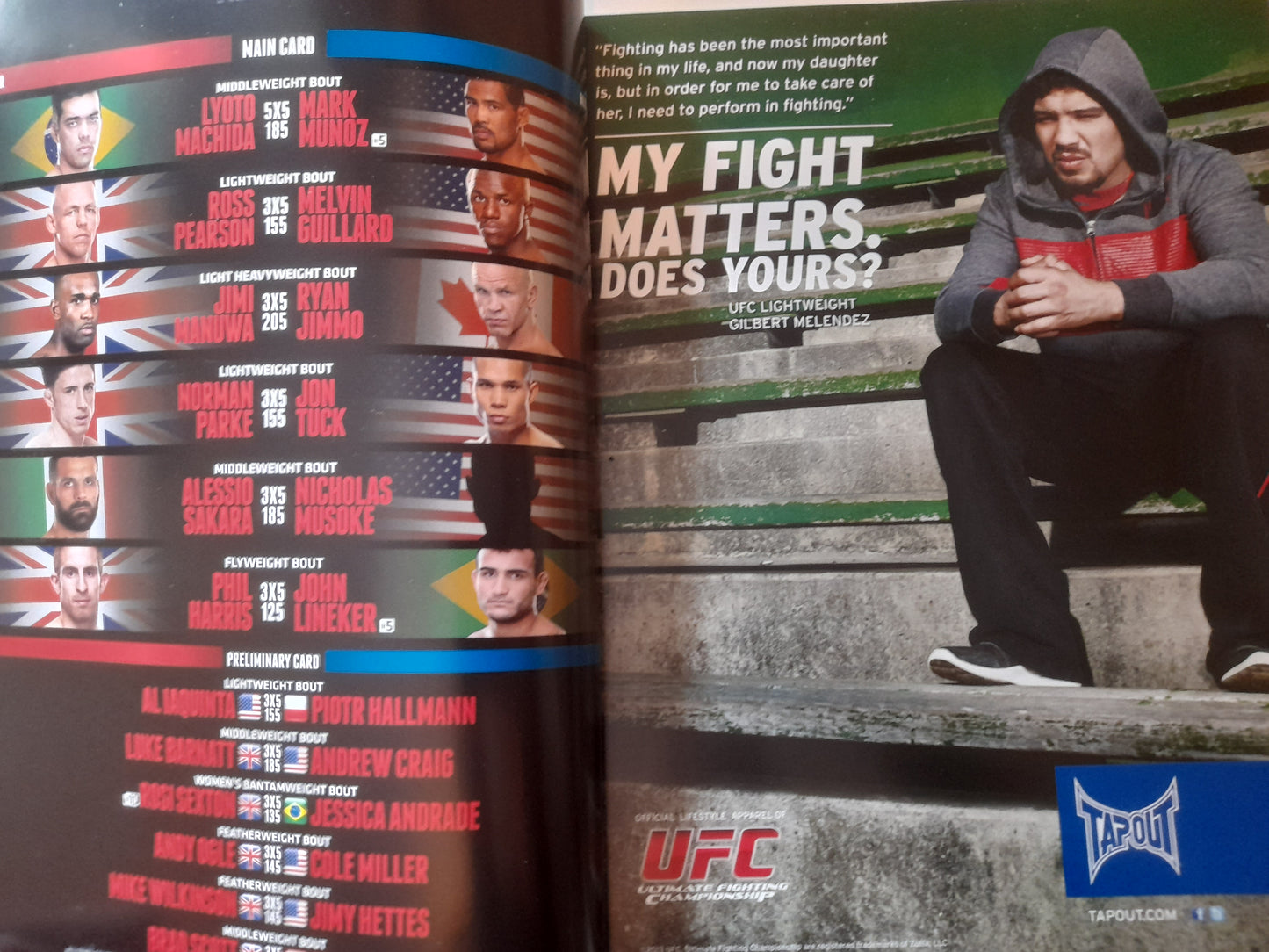 UFC Fight Night 30 - Machida Vs Munoz (2013) - Official Event Program (UK)