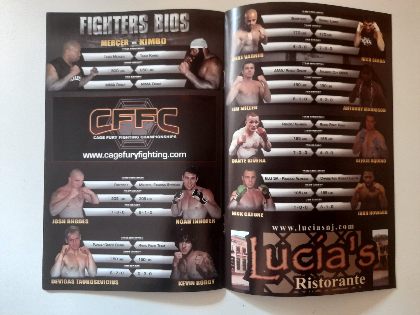 CFFC Cage Fury Fighting Championship 5 - Ray Mercer Vs Kimbo Slice - Official Event Program