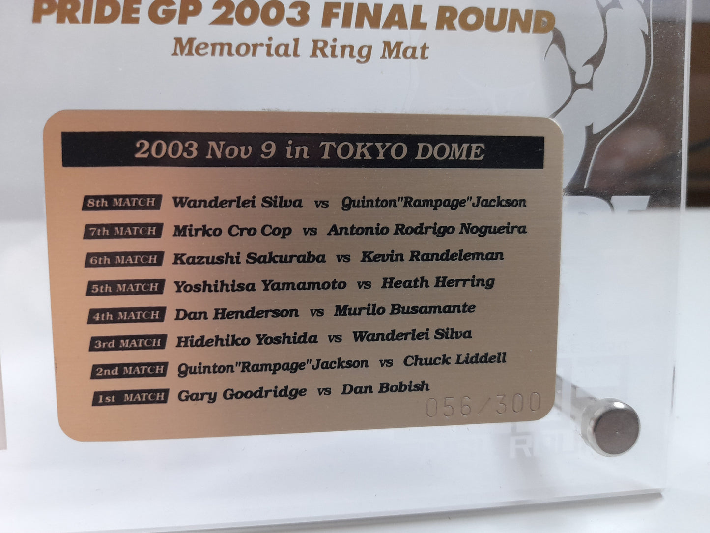 Pride FC 2003 Grand Prix (Final Round) Ring Mat Plaque Limited Edition