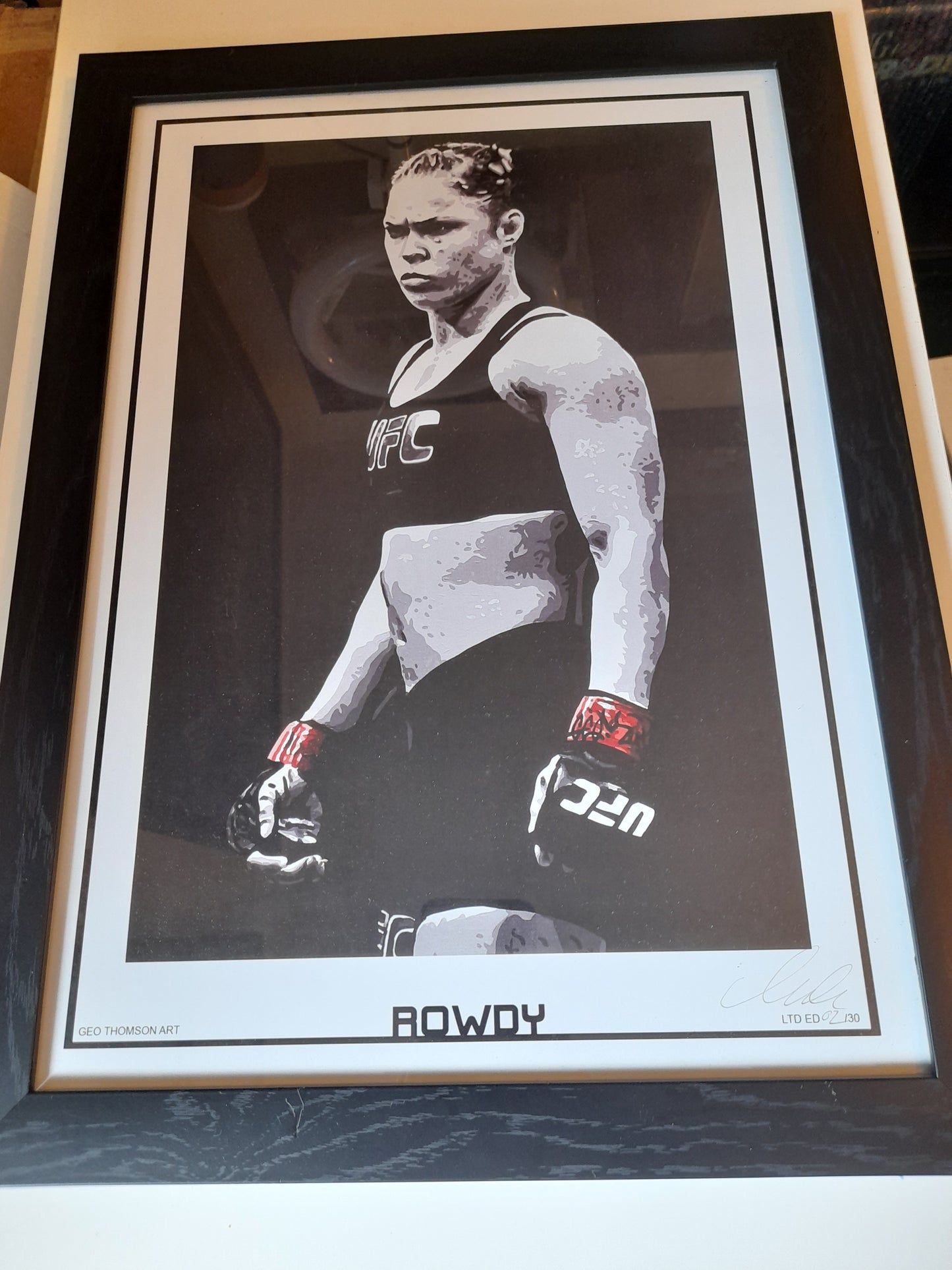 Ronda "Rowdy" Rousey Framed A3 Art Print by Geo Thompson Limited Edition