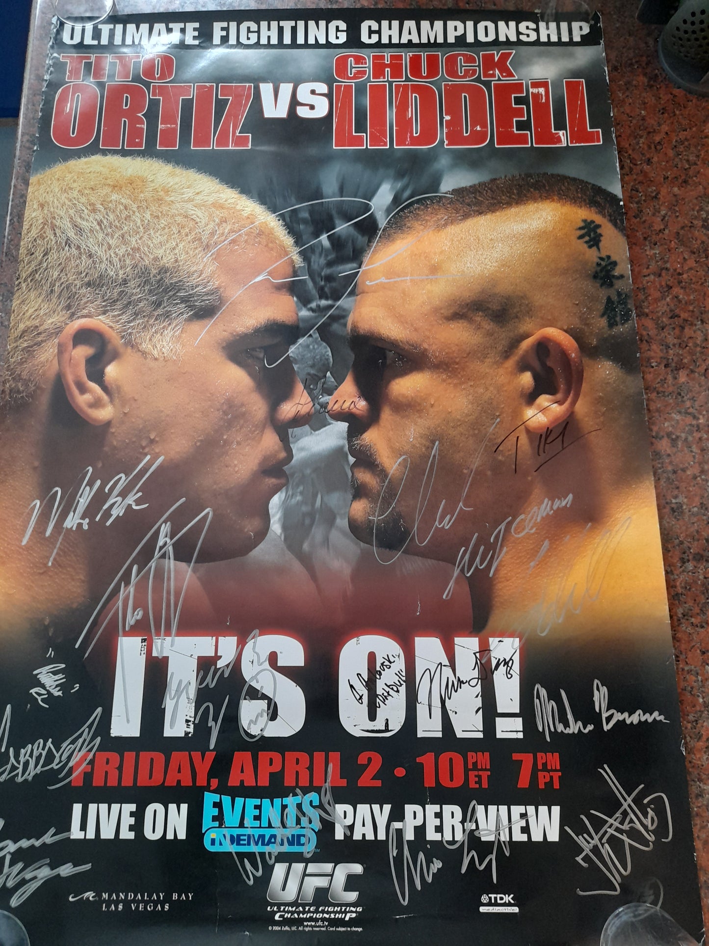 UFC 47 - Liddell Vs Ortiz - Official Signed by Card Event Poster (2004) - [AUTOGRAPHED]