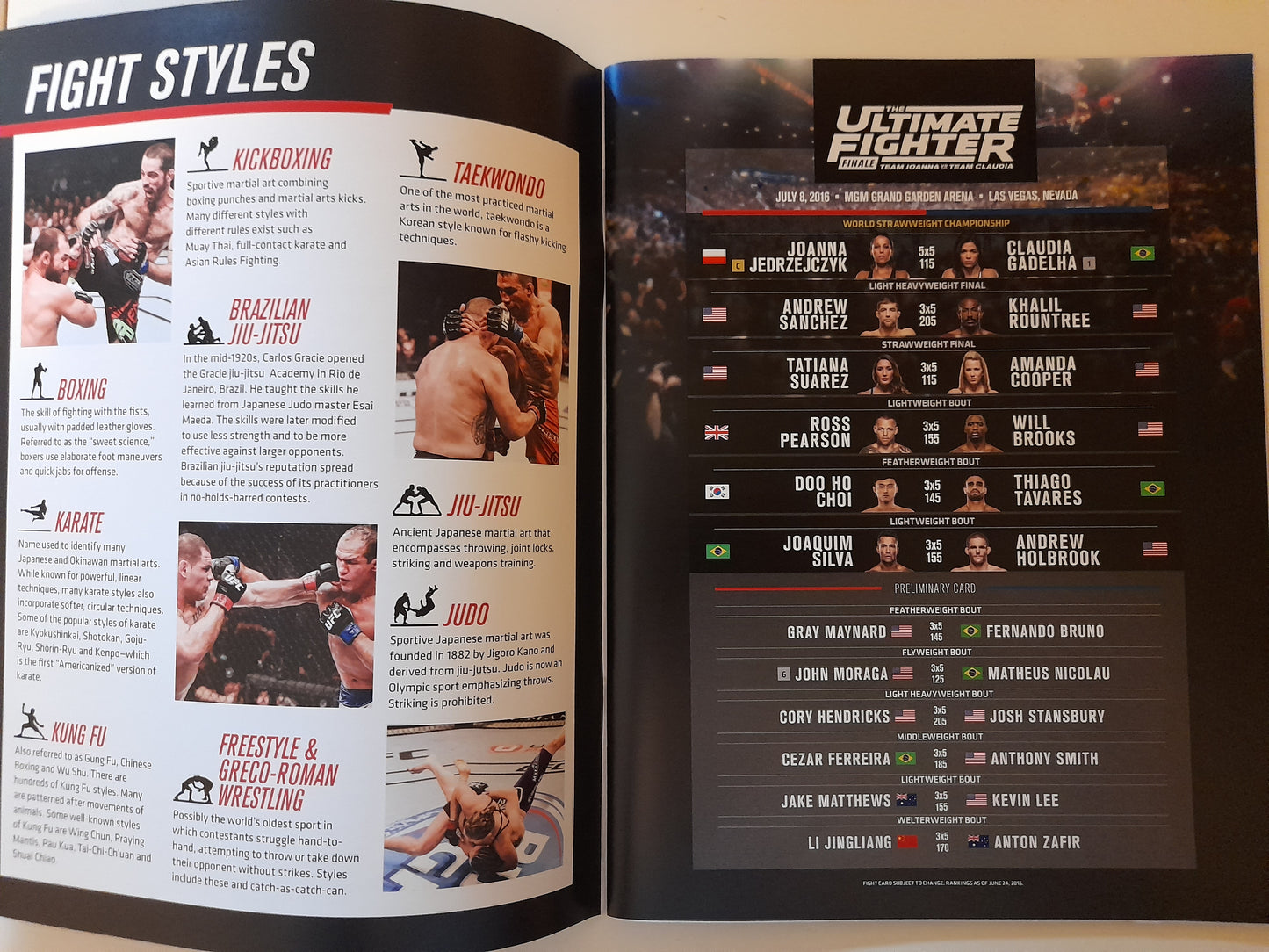 TUF 23 - Ultimate Fighter Season 23 Finale - Gadelha Vs Jedrzejczyk (2016) - Official Event Program