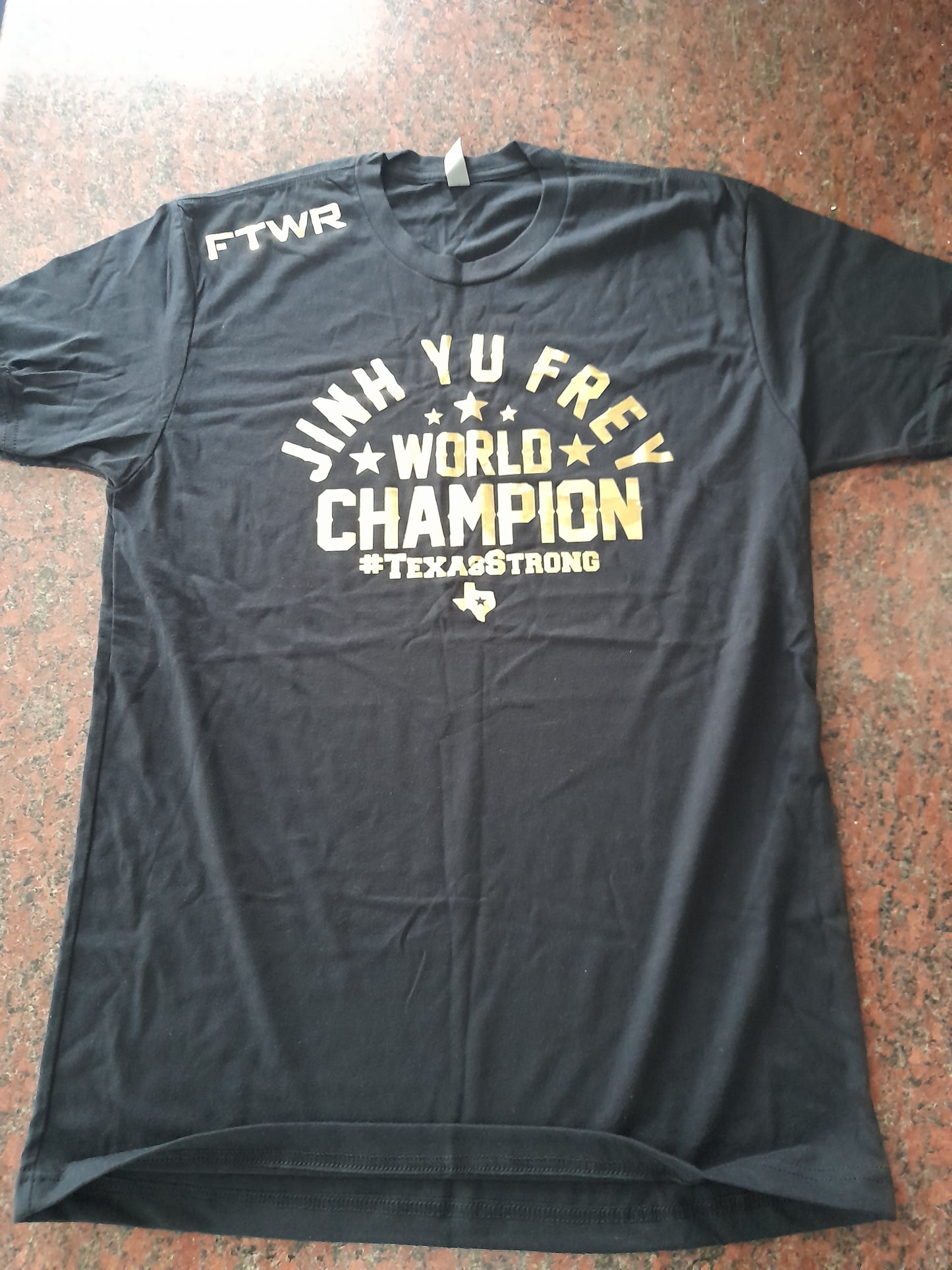 Jinh Yu Frey Invicta FC World Champion Texas Strong T-Shirt - Black/Gold - Size M