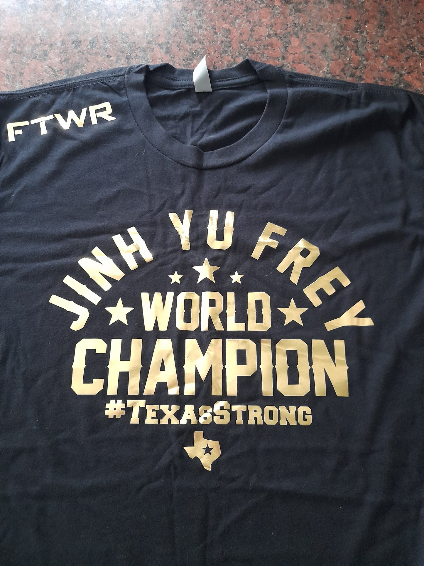 Jinh Yu Frey Invicta FC World Champion Texas Strong T-Shirt - Black/Gold - Size M