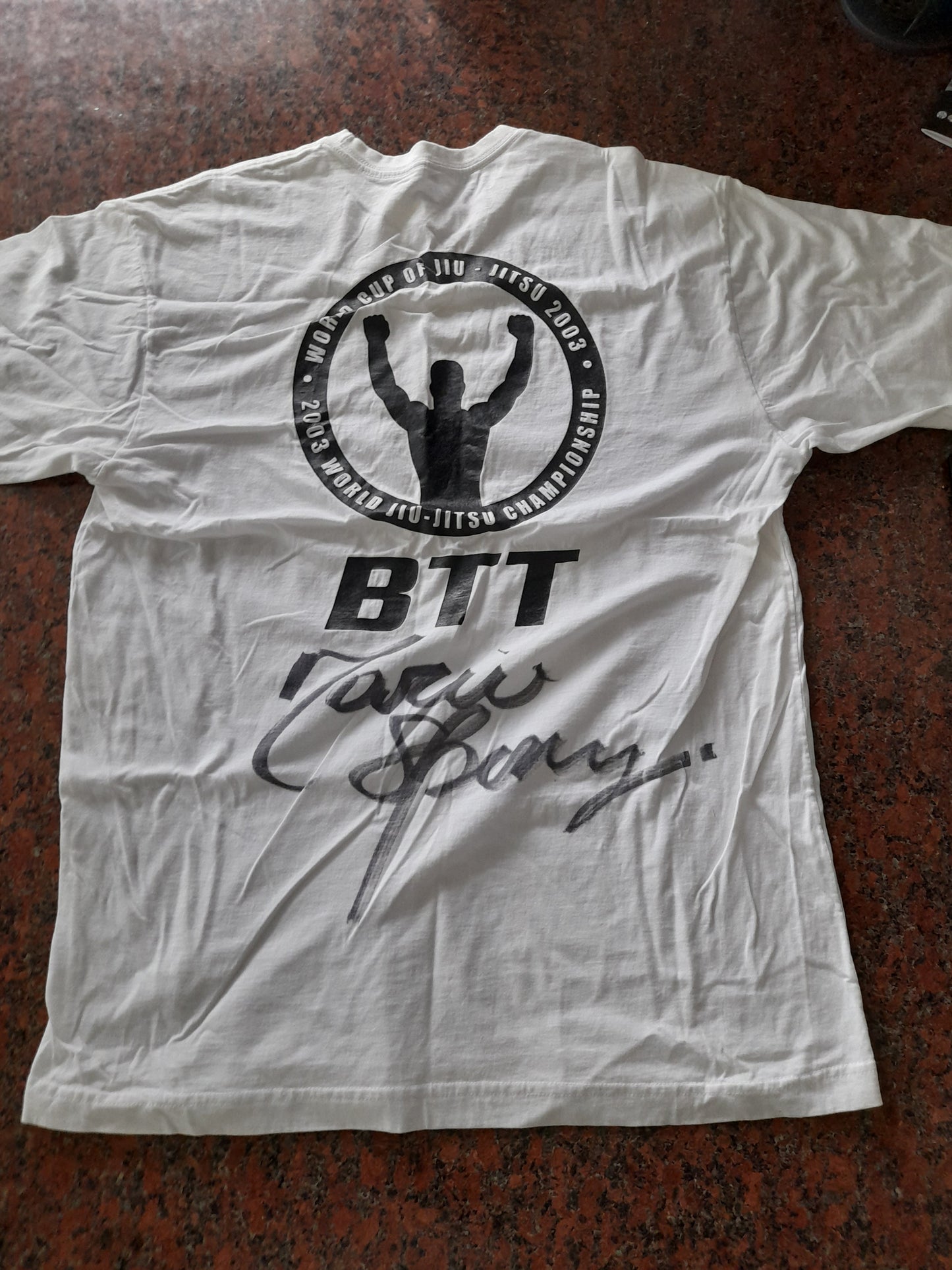 Mario "Zen" Sperry Autographed Brazilian Top Team BTT Walkout Shirt - White - Size L [AUTOGRAPHED]