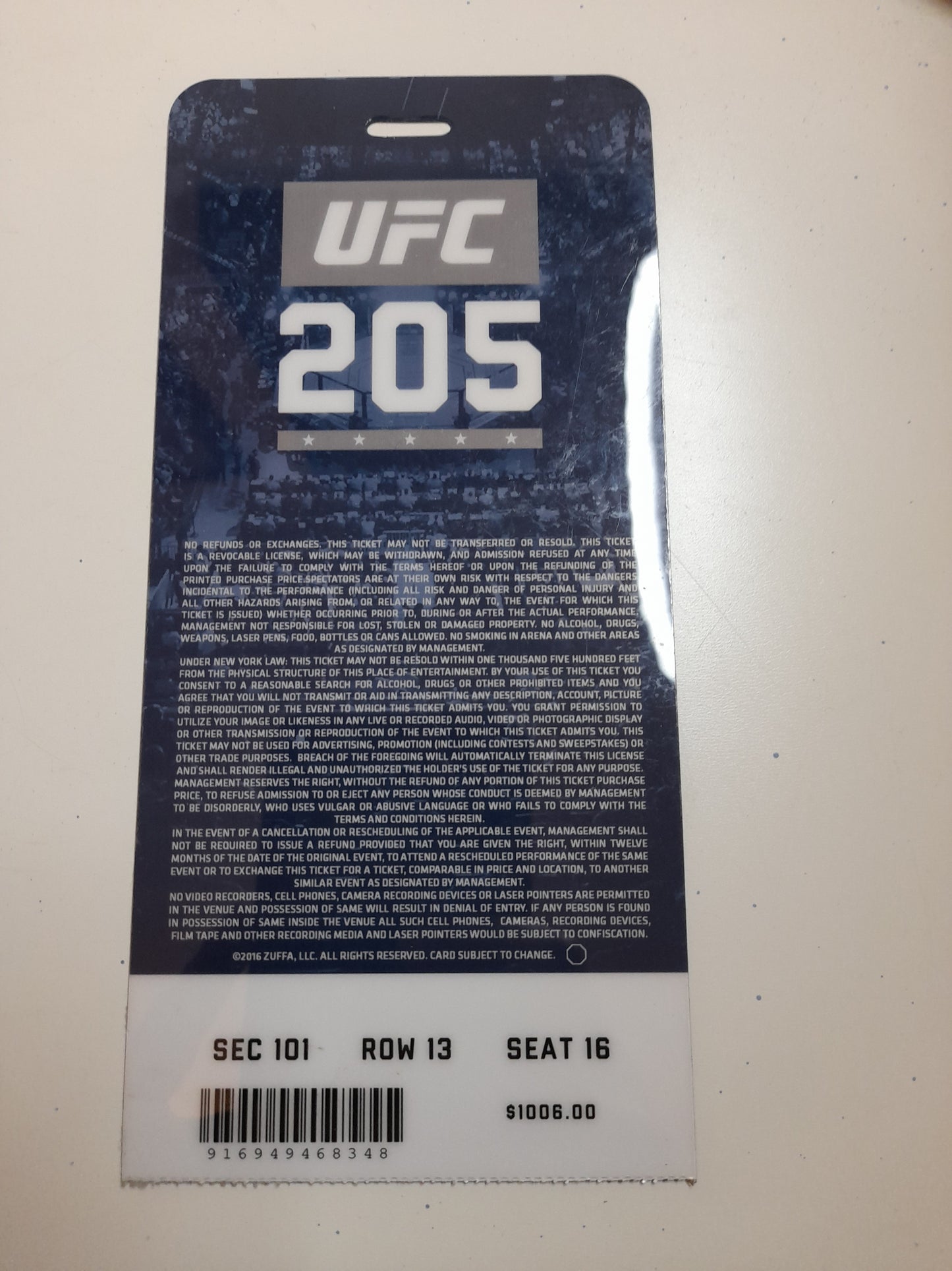 UFC 205 - McGregor Vs Alvarez - Event Ticket & Mini Poster Plaque