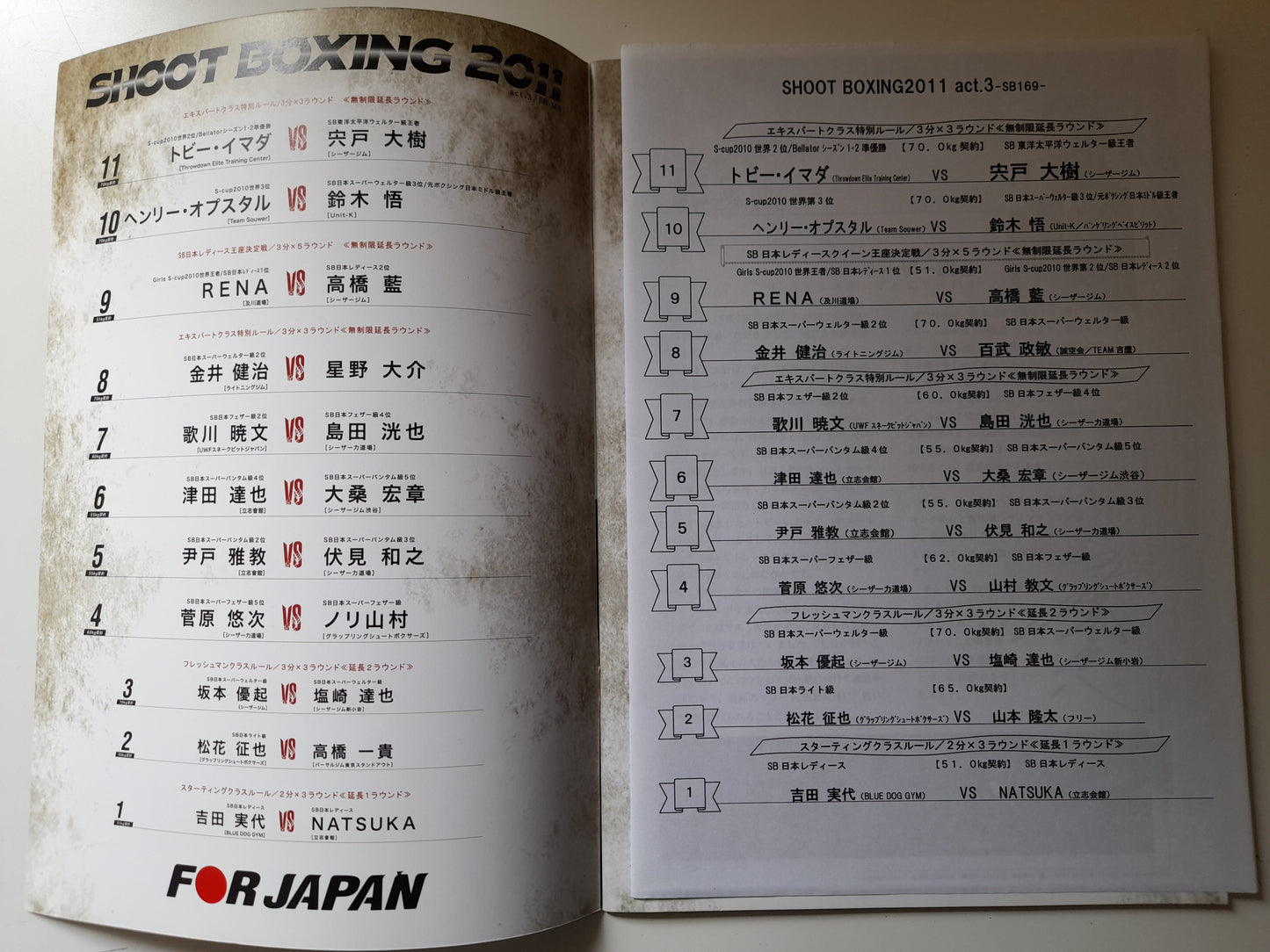 Shootboxing - Fight for Japan (2011) - Official Event Program [SALE]