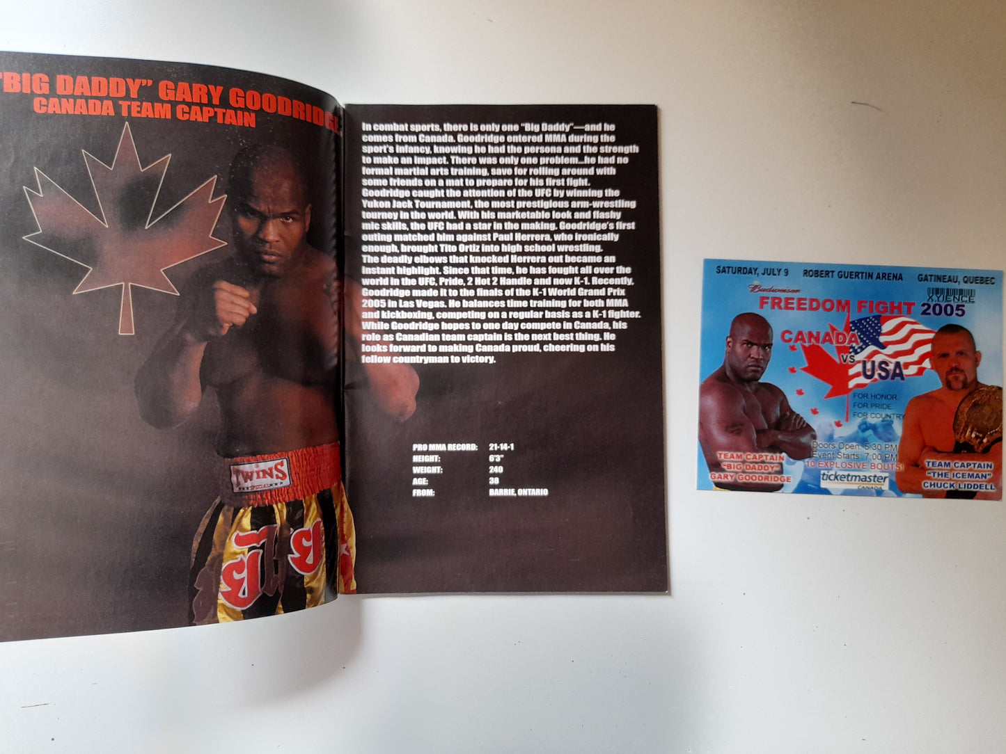 Freedom Fight - Canada Vs USA (2005) - Official Event Program