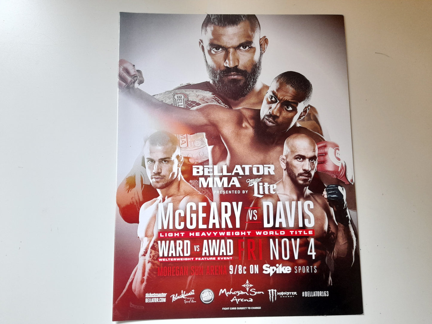 Bellator MMA 163 - McGeary Vs Davis (2016) - Official 2-page Event Program [SALE]