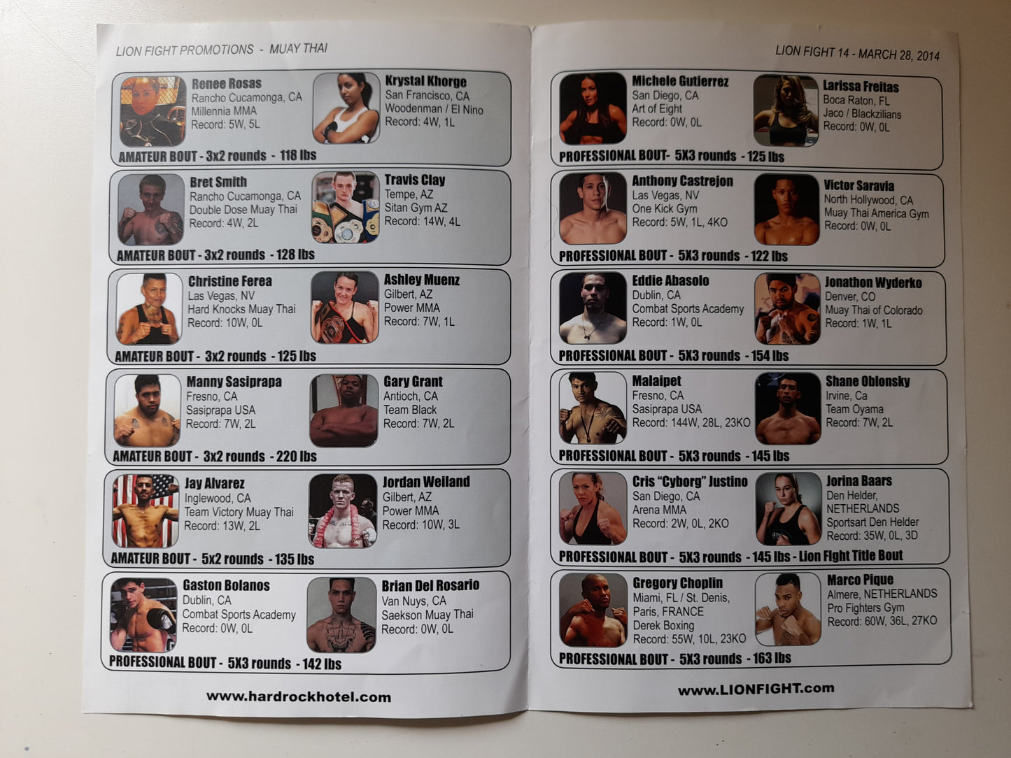 Lion Fight Muay Thai 14 - Cris Cyborg Vs Jorina Baars - Official Event Program & Ticket [SALE]