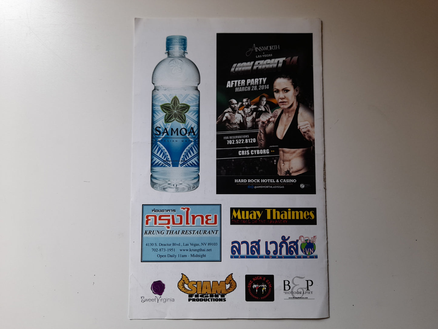 Lion Fight Muay Thai 14 - Cris Cyborg Vs Jorina Baars - Official Event Program & Ticket [SALE]