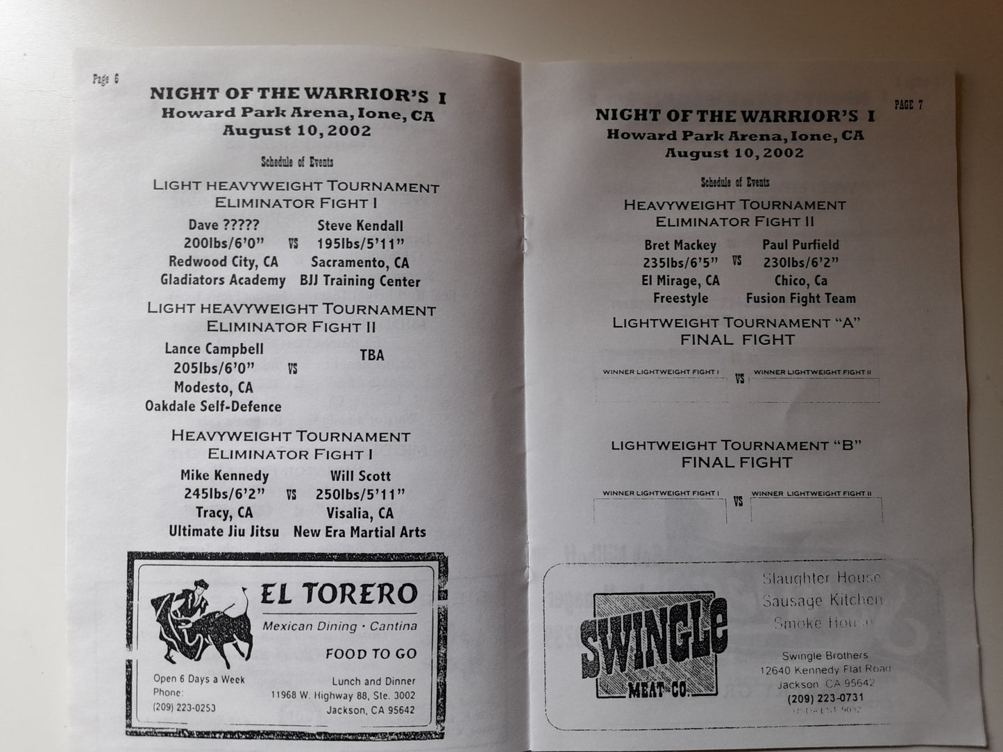 IFC Battleground (2000) & IFC Night of the Warriors 1 (2002) - Official Event Programs [SALE]