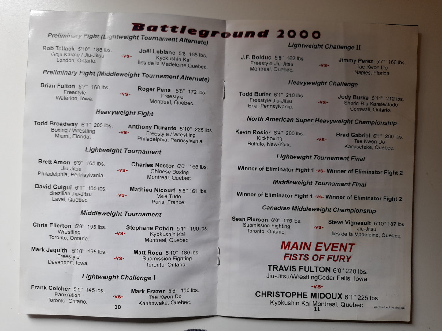 IFC Battleground (2000) & IFC Night of the Warriors 1 (2002) - Official Event Programs [SALE]