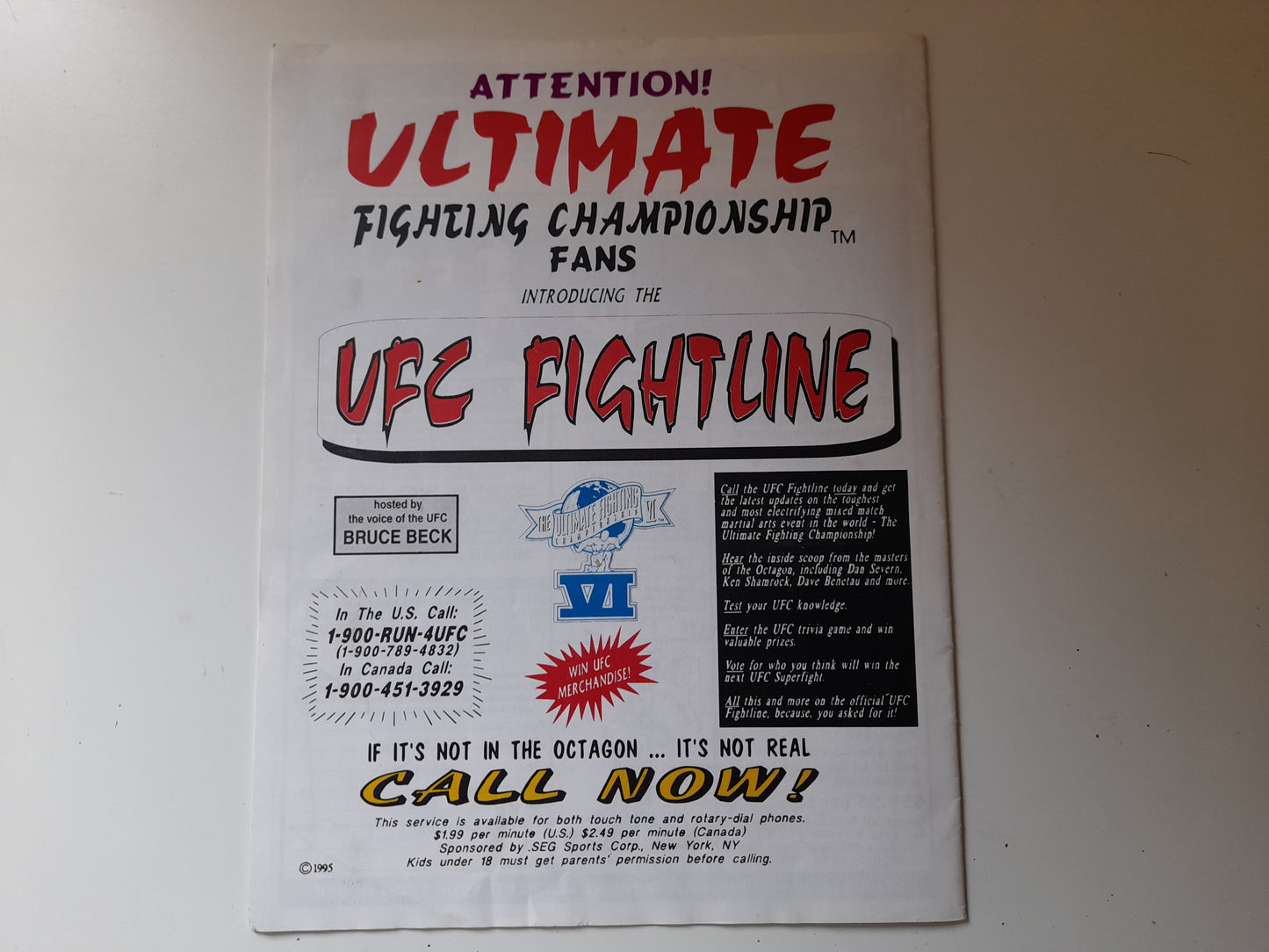 UFC 6 - Clash Of The Titans (1995) -  Official Event Program