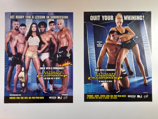 Set of 2x Vintage UFC 8x10 Magazine Adverts Featuring Carmen Electra & UFC Fighters (2001)