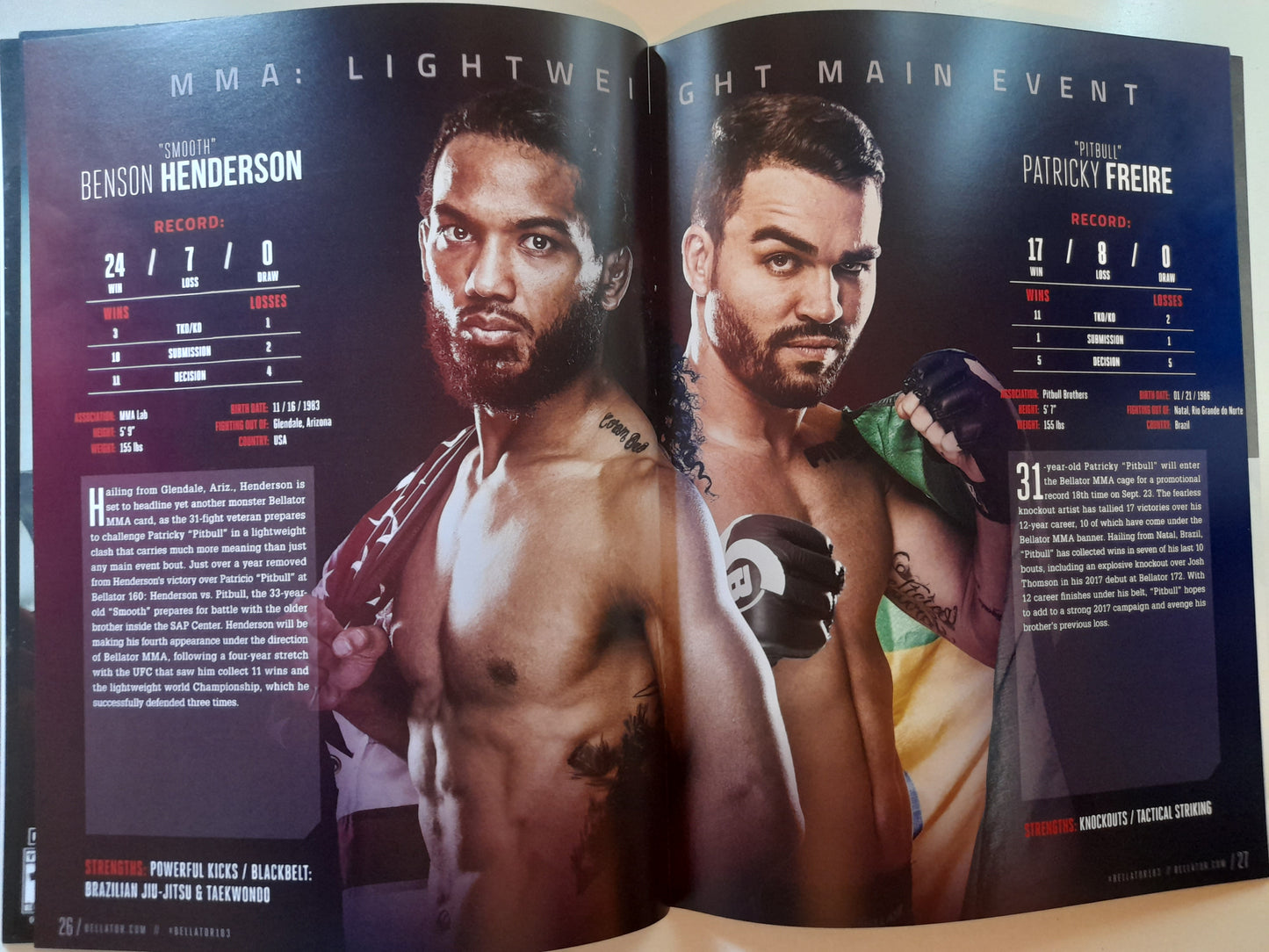 Bellator MMA 183  - Henderson Vs Pitbull (2017) - Official Event Program [SALE]