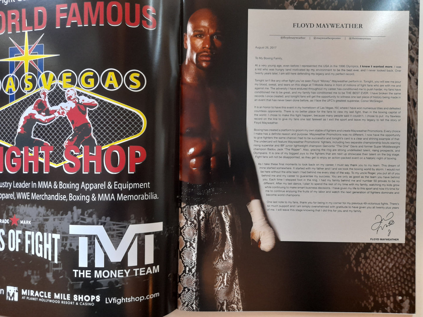 Conor McGregor Vs Floyd Mayweather (2017) - Official Event Program