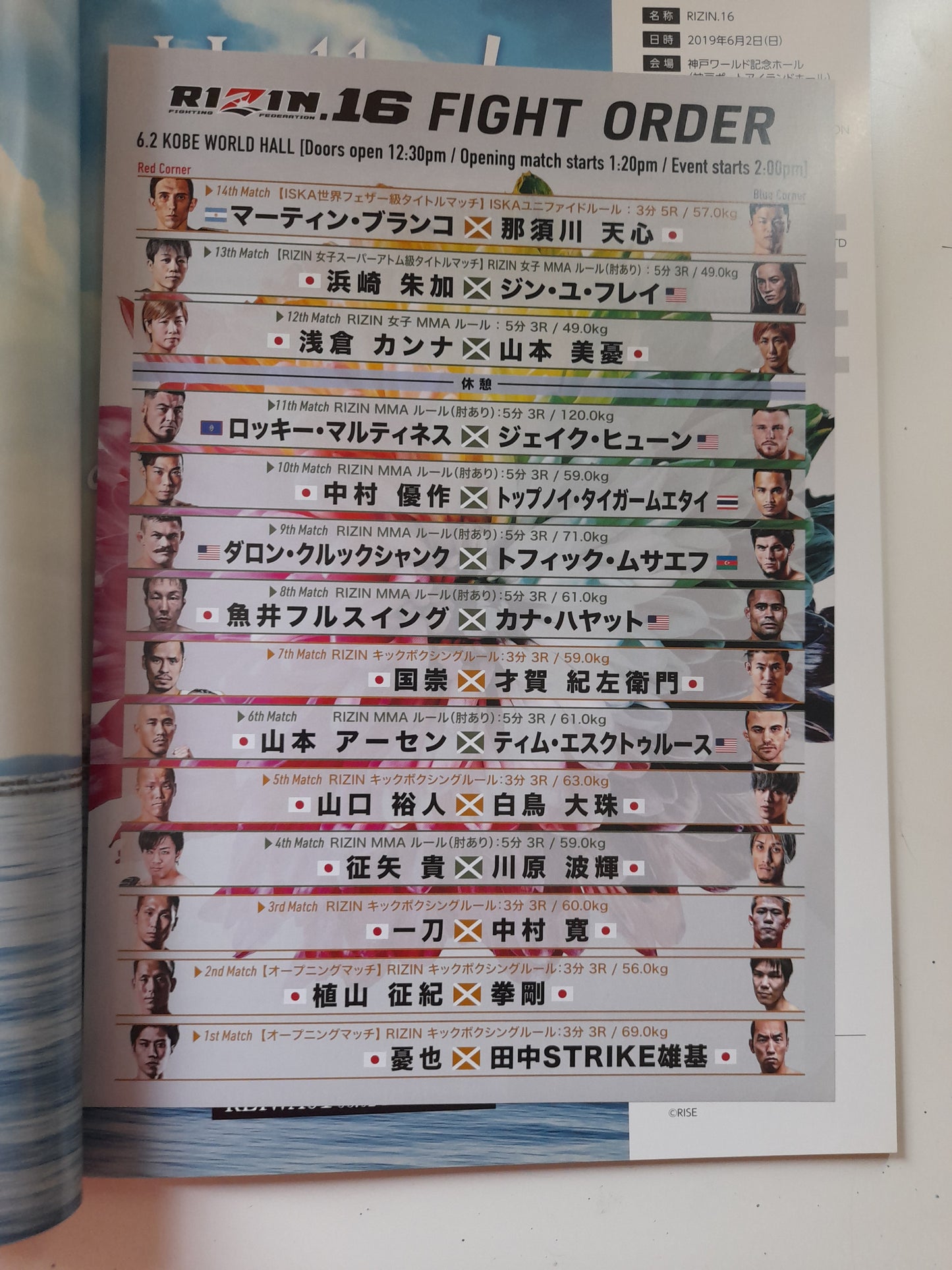 RIZIN Fighting Federation 16 (2019) - Official Event Program [SALE]