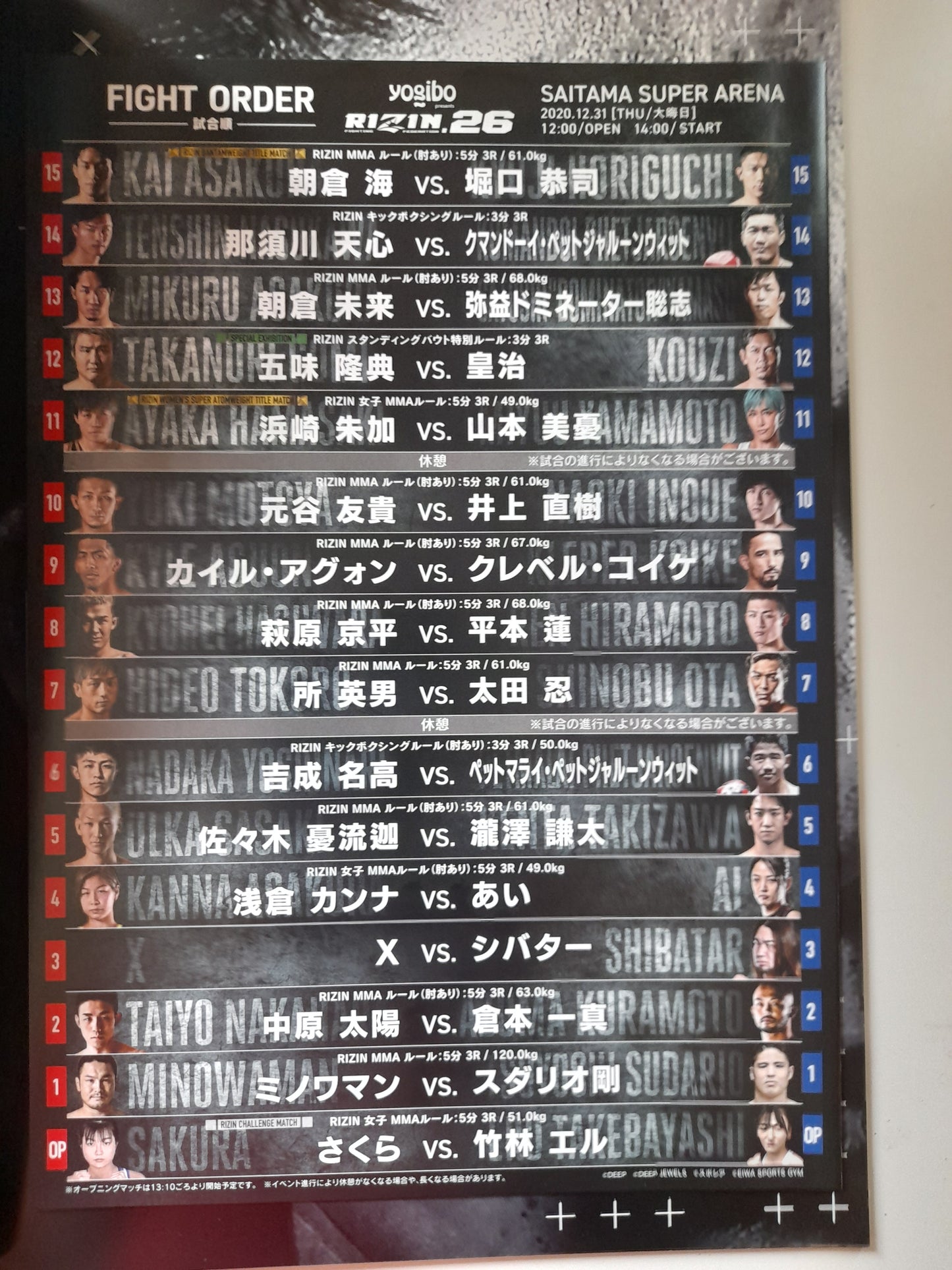 RIZIN Fighting Federation 26 (2020) - Official Event Program [SALE]