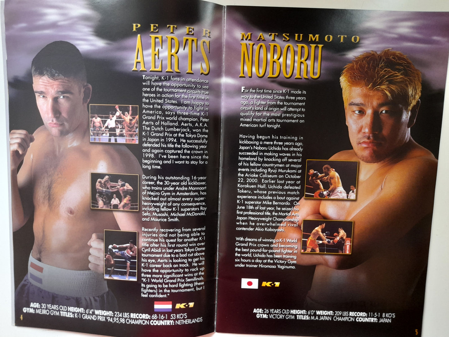 K-1 World Kickboxing World GP 2001 in Las Vegas - Battle at The Bellagio 1 (2001) - Official Event Program