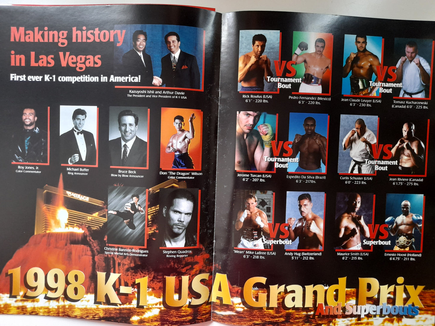 K-1 Kickboxing USA 98 - 1st US Event (1998) Official Event Program