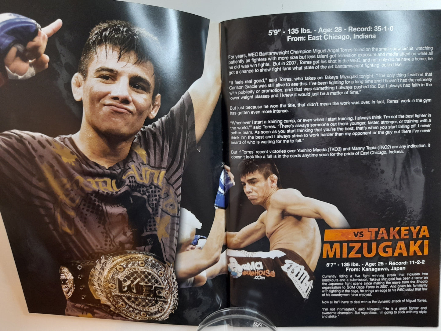 WEC World Extreme Cagefighting 40 - Torres Vs Mizugaki (2009) - Official Event Program