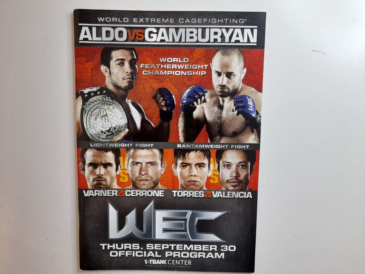 WEC World Extreme Cagefighting 51 - Aldo Vs Gamburyan (2010) - Official Event Program