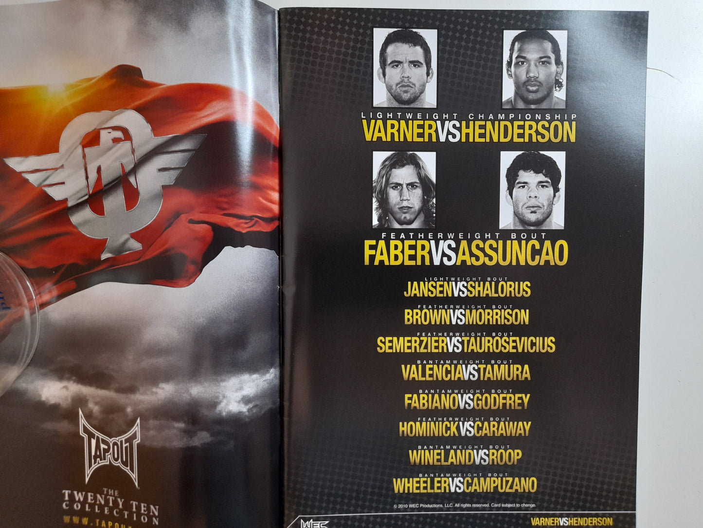 WEC World Extreme Cagefighting 46 - Varner Vs Henderson (2010) - Official Event Program [AUTOGRAPHED]