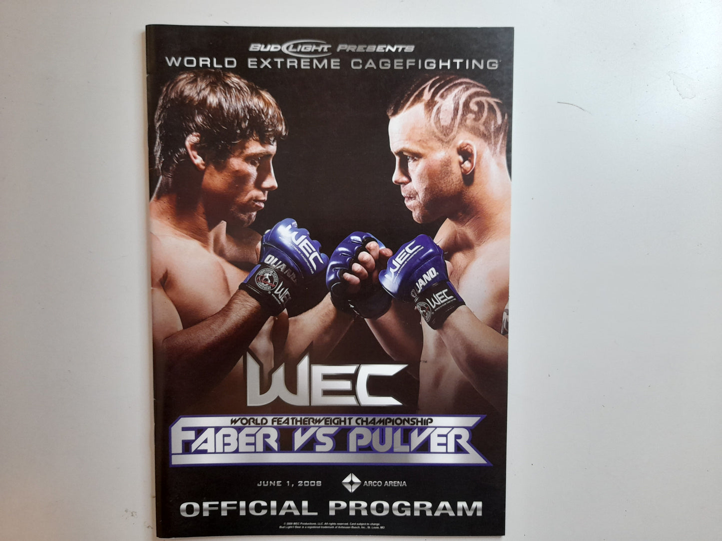 WEC World Extreme Cagefighting 34 - Faber Vs Pulver (208) - Official Event Program