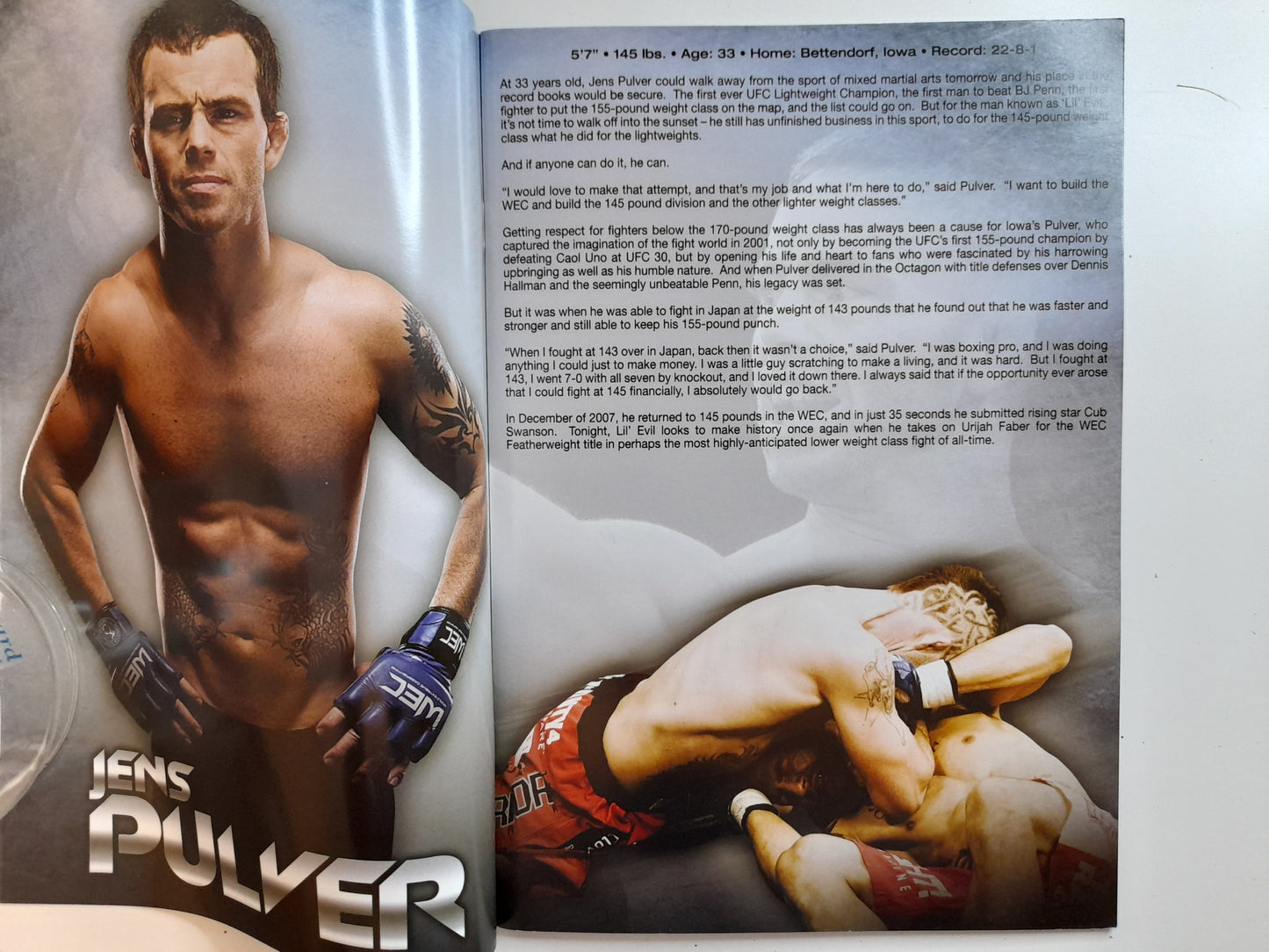 WEC World Extreme Cagefighting 34 - Faber Vs Pulver (208) - Official Event Program