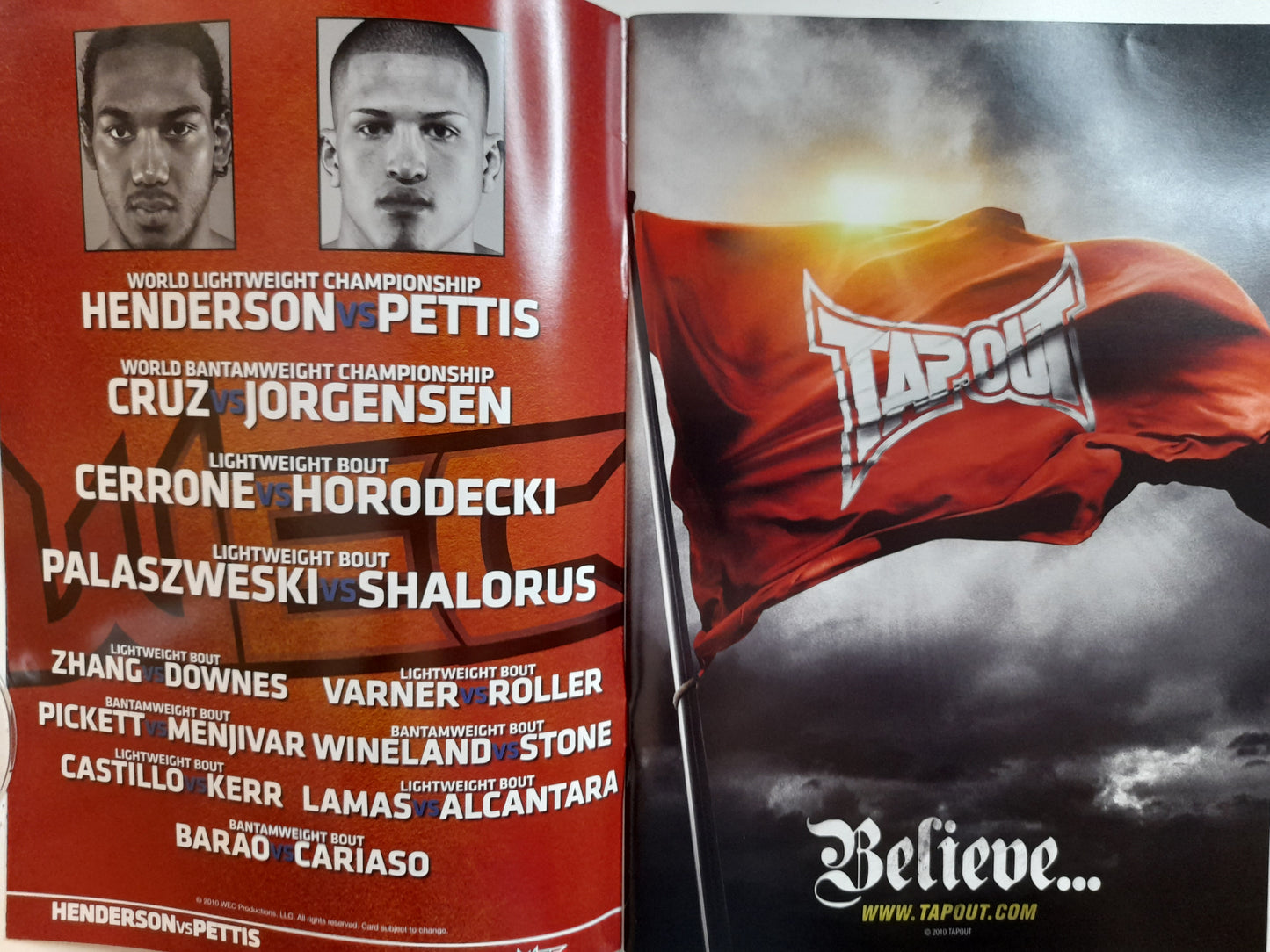 WEC World Extreme Cagefighting 53 - Pettis Vs Henderson (2010) - Official Event Program