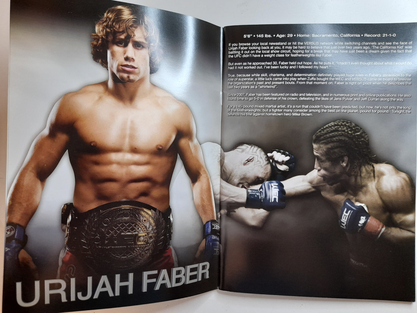 WEC World Extreme Cagefighting 36 - Faber Vs Brown (2008) - Official Event Program