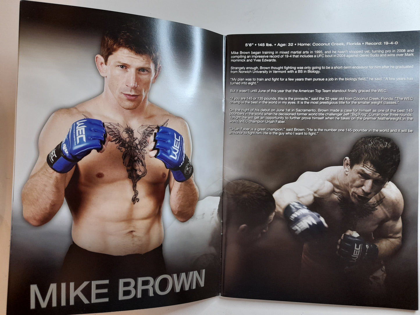 WEC World Extreme Cagefighting 36 - Faber Vs Brown (2008) - Official Event Program