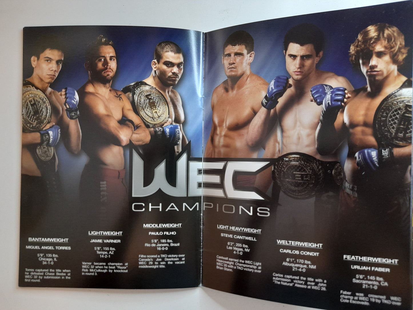 WEC World Extreme Cagefighting 36 - Faber Vs Brown (2008) - Official Event Program